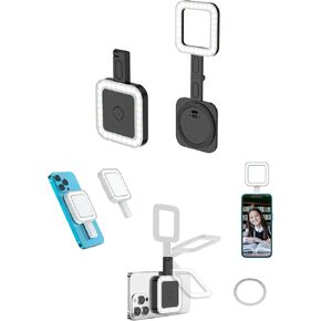 Magnetic LED Selfie Light with 180° ARM, MAGSAFE Rechargable, Magnetic Mount for Selfie, Photo, TikTok, Video, Flashlight, 6 Setting, Attach to Any Surface with Sticky Magnetic Ring