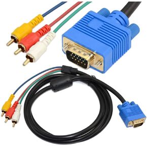 5FT / 1.5M VGA to 3 RCA Cable VGA Male Cable 15 pin Digital to Analog PC TV Video Cable AV Adapter HDTV Laptop PC DVD Display Cable Converter