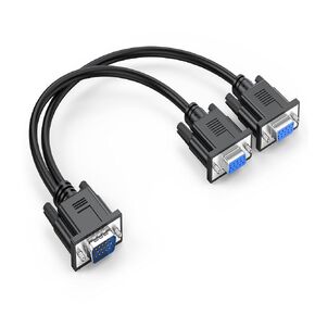 VGA Splitter Cable Dual VGA Monitor Y Cable 1 Male to 2 Female Adapter Converter Video Cable for Screen Duplication - Does NOT Show Separate Displays (No Screen Extension)