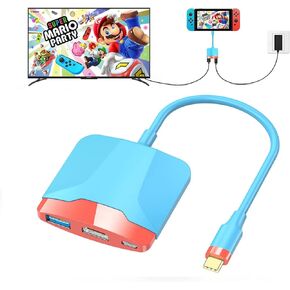 سويتش دوك لجهاز نينتندو سويتش OLED، قاعدة شحن تلفزيونية محمولة مع HDMI وUSB 3.0، مجموعة قاعدة بديلة من النوع C إلى HDMI TV لجهاز MacBook Pro Air (أحمر أزرق) in Kuwait