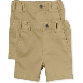 The Children's Place Baby Boys' and Toddler Chino Shorts, Flax 2-Pack