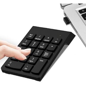 Number Pad Wireless Numeric Keypad Numpad 18 Keys with a 2.4GHz USB Receiver,Portable and Upgraded 10-Key Financial Accounting Numeric Pad for Surface Pro/laptops/desktops/PC