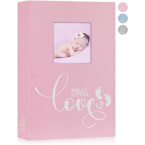 Lanpn Baby Photo Album 4x6 600 Pockets, Linen Newborn Bebe Memory Book Photobook Holds 600 Horizontal and Vertical Photos, Picture Album with Front Window Gift for Boy Girl Baby Shower Beige
