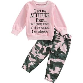 Yvowming Toddler Girl Clothes Kids Long Sleeve Sweatshirt & Camouflage Pants Baby Girl Fall Outfits Winter Sweatsuit