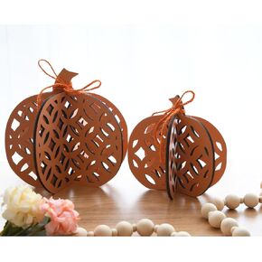 3D Pumpkin Decor Fall Decor Fall Pumpkin Decor Fall Table Decor Fall Tiered Tray Decor Wooden Pumpkin Table Decor (White)