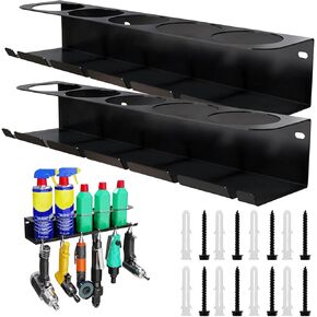 5 Hole Spray Can Organizer Can Holder, 17in Metal Spray Can Holder Rack Wall Mount Tool Shelf Organizer for Workshop, Shed, Garage, Home (1)