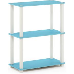 Furinno Turn-N-Tube 3-Tier Freestanding Multipurposes Display Rack, Bookshelf, White/White