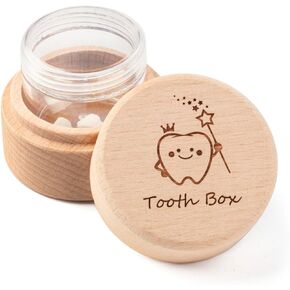 Tooth Fairy Box for Girls and Boys Wooden Cute Tooth Box with Transparent acrylic box, Lost Teeth Storage for Kids, Dropped Tooth Keepsake Storage Box Gift