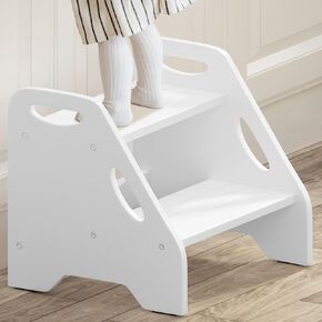 Step Stool for Toddlers, Toddler Step Stool for Bathroom Sink, Bamboo Small Step Stool Kids Step Stool for Bathroom, Toilet, Potty Kitchen Helper Stool for Kids Supports Up to 300 Lbs (Natural