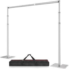 10x10 Pipe And Drape Stand Kit, Heavy Duty Backdrop Stand Adjustable, Sturdy Metal Back Drop Decoration Frame with Flat Base for Parties, Flower Wall, Wedding, Event,Trade Shows, Photo Shoot