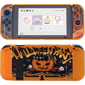 GeekShare Halloween Protective Case for Switch Separable Switch Slim Cover Case Hard Protective Shell Compatible with Nintendo Switch Console - Halloween Party
