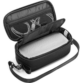 Soft Speaker Carrying Case Compatible with Bose SoundLink Flex Bluetooth Speaker, Mesh Pocket for Charger, Cables and Other Accessories, with Detachable Shoulder Strap to Easy Carrying, Black