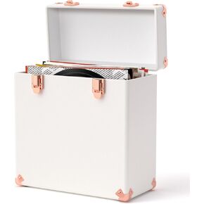 Vinyl Record Storage and Carrying Case, Waterproof Removable Record Box, Dustproof Portable CD Organizer, Holds 50 7-12 Inch Records, Ideal for Theater Rooms and Precious Record Collections