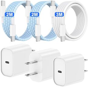 USB C Charger for iPhone 15 Pro Charger Fast Charging, 3Pack 6/6/10FT 20W Type-C Charger Fast Wall Charger Block with USB C to Apple USB C Cable Cord Charging for iPhone 16 15 15 Plus Pro Max - Blue