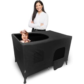Sleep’N’Shade PRO Series – Blackout Pack N Play Cover with Video Monitor Pouch – The Darkest Canopy Crib Cover for Travel Naps Play or Sleep – for Age 4 Months and Older in Saudi Arabia