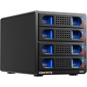 4 Bay Hard Drive RAID Enclosure with Cooling Fan for 2.5/3.5" SATA HDD/SSD with USB A/C 3.0＋eSATA Cable, 3.5 Hard Drive Reader Supports 72TB Capacity, 8 RAID Modes, DAS(NO NAS)