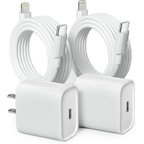 20W PD USB C Fast Charging Block for iPhone, 2 Pack Type C Wall Charger Block with 6FT USB C to Lightning Cable Compatible for iPhone 14/14 Pro Max/13 Pro/13/12 Mini/12 Pro Max/11 Pro Max/Xs