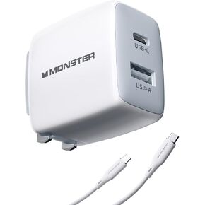 Monster USB C Charger, 25W Super Fast Charger with USB C Cable, Wall Charger with Foldable Plug for iPhone 15/15 Plus/15 Pro/15 Pro Max, Samsung Galaxy, iPad Pro, Pixel
