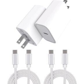 I Phone Charger 2 Pack 30W PD USB C Wall Fast Charger Adapter with 6FT Nylon USB-C to USB-C Cable Compatible for iPhone 15/15 Pro/15 Pro Max/iPad Pro/AirPods/Samsung Galaxy S24 Ultra/S23/S22/S21/S20