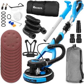 𝟐𝟎𝟐𝟒 𝐔𝐩𝐠𝐫𝐚𝐝𝐞𝐝 Drywall Sander, 780W Electric Drywall Sander with Vacuum Attachment and Labor-Saving Back Belt, 7 Variable Speed 900-1800RPM, Dustless Floor Sander for Popcorn Ceiling Floor
