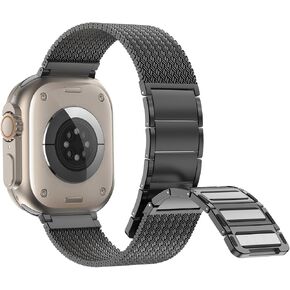 Magnetic Watch Band Compatible with Apple Watch 38mm 40mm 41mm 42mm 44mm 45mm 46mm 49mm, Braided Replacement Metal Bands for iwatch Series Ultra 2/Ultra SE 10 9 8 7 6 5, Women & Men Watch Strap for iWatch
