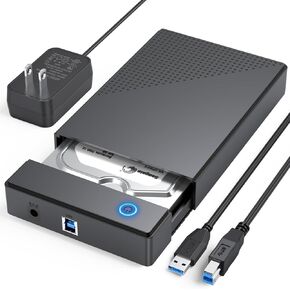 3.5 Hard Drive Enclosure, CLAVOOP External 3.5 2.5 inch SSD HDD Enclosure USB 3.0 SATA Reader up to 20 TB Hard Drive Case Data Recovery Kit Support UASP with 24W Power Adapter