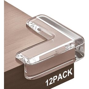 Uaorexplo Corner Protectors, 12 Pack, Baby Proofing Corner Guards, Clear and Transparent Corner Bumper & Edge Cushion for Furniture, Table, Cabinet Sharp Corner & Edge, Baby Safety Material (L-Shaped)