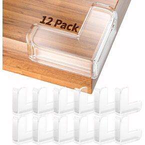 12 Pack Corner Protector for Baby, Table Protectors, Clear Furniture Corner Guards & Edge Safety Bumpers Cushion to Cover Sharp Furniture & Table Edges (12 Count L Shape (Pack of 1))