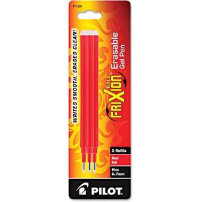 Pilot, FriXion Ball Gel Ink Refills for Erasable Pens, Fine Point 0.7 mm, Pack of 3, Red