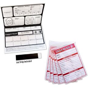 Child ID Fingerprint Kits (5 Pack) - Finger Print Kits for Kids - Child Emergency Identification Cards - English/Spanish - Includes Ink Strips for Fingerprinting