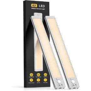 Under Cabinet Lights,40 LED Rechargeable Battery Operated Motion Sensor Light Indoor, 2 Pack Magnetic Dimmable Closet Lights, Wireless Under Counter Lights for Kitchen, Stairs