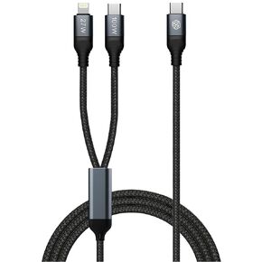 Nillkin Lightning & USB C 2-in-1 Charging Cable,4.9 ft USB C to Lightning & USB C to USB C Long Fast Charger Cord for iPhone 16/16 Pro/16 Pro Max/16 Plus,iPad Pro/air/Mini, Samsung Galaxy S24/S23
