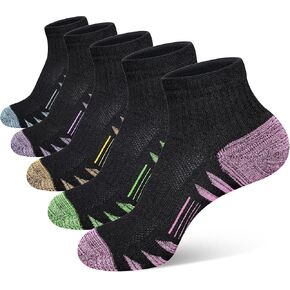 Womens Ankle Anti-blister Thick Cushioned Cotton Wicking Hiking Athletic Running Socks 5 Pairs