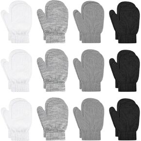 ONESING 12 Pairs Toddler Mittens Kids Knit Warm Mittens Children Solid Winter Gloves for Baby Girls Boys