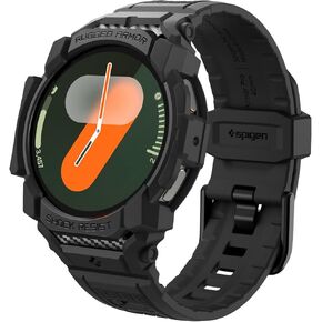 Spigen Rugged Armor Pro Designed for Samsung Galaxy Watch 7 40mm Case with Band, Rugged Galaxy Watch Band with Protective Case (2024) - Matte Black