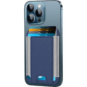 Mizi MagSafe Wallet, Magnetic Phone Elastic Vegan Leather Wallet - Slim 6 Cards Holder for iPhone 15/14/13/12 Series - Blue