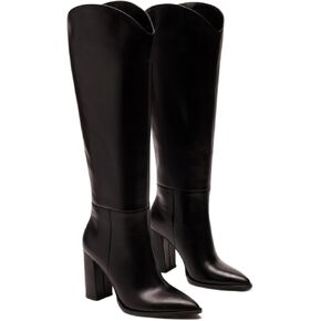 Knee High Boots Women Pointed Toe Tall Boots 3.5 In Chunky High Heel Long Boots Classic and Sexy Knee High Boots