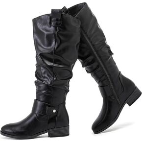 Women's Slouchy Knee High Boots, Pointed Toe Riding Boots Comfortable and Fashionable for Fall and Winter Wear for Women.
