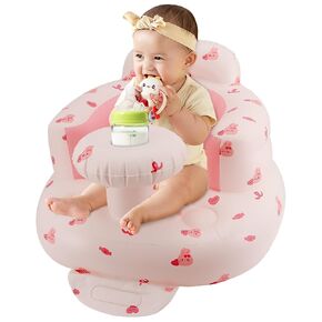 Pink Baby Inflatable Seat Pink for Babies 3-36 Months Girl, Built in Air Pump, Bear Baby Support Seat Summer Toddler Chair for Sitting Up, Baby Shower Chair Floor Seater, Infant Back Support Sofa