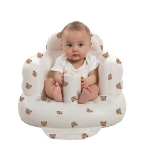 Inflatable Baby Seat for Babies 3-36 Months, Built in Air Pump Baby Chair Sit Me up Floor Seat for Baby, Bumbo Seat for Learning to Sit, Feeding, Camping (Bear)