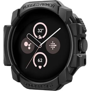 Spigen Rugged Armor Designed for Google Pixel Watch 3 45mm Case Durable TPU Cover Case (2024) - Matte Black