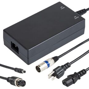 24V 5A Rapid Battery Charger (3-pin XLR Connector) with 3 Universal sockets Lithium Smart Auto Battery Charger for Wheelchairs & Scooters (100-240V Input)