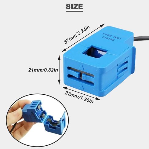 Current Transformer SCT-013-000 Non-invasive Split Core Current Transformer AC 100A/50mA + ADS1115 ADC Conversion Board with Male and Female Dupont Cable Audio Female Cable in Kuwait