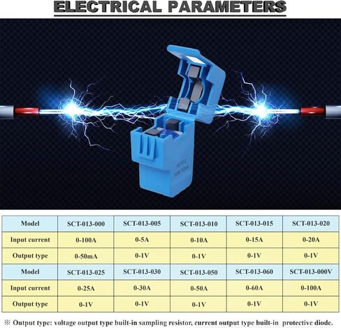 Current Transformer SCT-013-000 Non-invasive Split Core Current Transformer AC 100A/50mA + ADS1115 ADC Conversion Board with Male and Female Dupont Cable Audio Female Cable in Kuwait