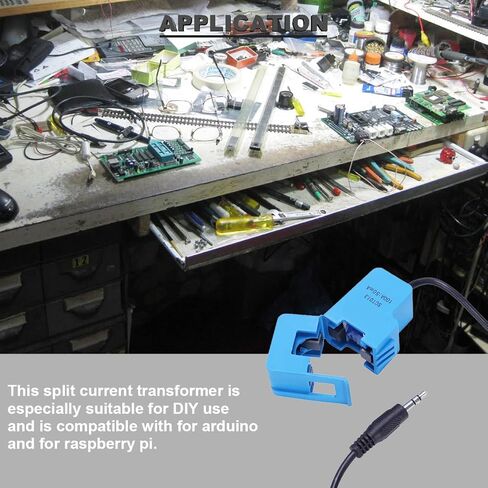Current Transformer SCT-013-000 Non-invasive Split Core Current Transformer AC 100A/50mA + ADS1115 ADC Conversion Board with Male and Female Dupont Cable Audio Female Cable in Kuwait