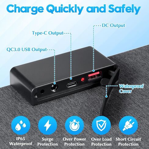 30W Portable Solar Panel Chargers for Camping - Foldable Solar Charger 19V Waterproof High Efficiency Solar Panels Kit,DC for Portable Power Station,QC3.0 USB-A USB-C Output for Cell Phone Backpacking in Saudi Arabia