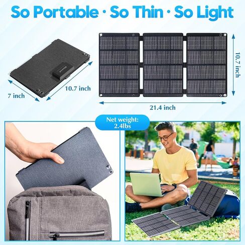 30W Portable Solar Panel Chargers for Camping - Foldable Solar Charger 19V Waterproof High Efficiency Solar Panels Kit,DC for Portable Power Station,QC3.0 USB-A USB-C Output for Cell Phone Backpacking in Saudi Arabia