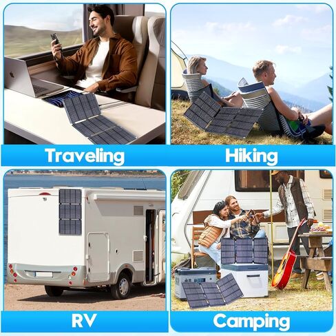30W Portable Solar Panel Chargers for Camping - Foldable Solar Charger 19V Waterproof High Efficiency Solar Panels Kit,DC for Portable Power Station,QC3.0 USB-A USB-C Output for Cell Phone Backpacking in Saudi Arabia