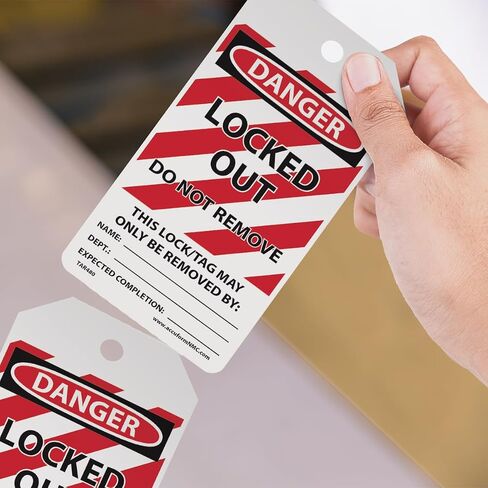 Accuform 100 Lockout Tags by-The-Roll, Danger Locked Out Do Not Remove, US Made OSHA Compliant Tags, Tear & Water Resistant PF-Cardstock, 6.25"x 3", TAR418 in Saudi Arabia