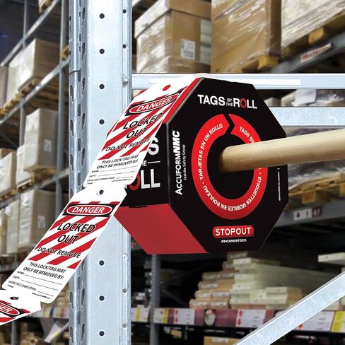 Accuform 100 Lockout Tags by-The-Roll, Danger Locked Out Do Not Remove, US Made OSHA Compliant Tags, Tear & Water Resistant PF-Cardstock, 6.25"x 3", TAR418 in Saudi Arabia